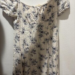 PacSun Cream and Blue Floral Midi Dress